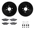 Dynamic Friction Co 8312-07011, Rotors-Drilled, Slotted-BLK w/ 3000 Series Ceramic Brake Pads incl. Hardware, Zinc Coat 8312-07011